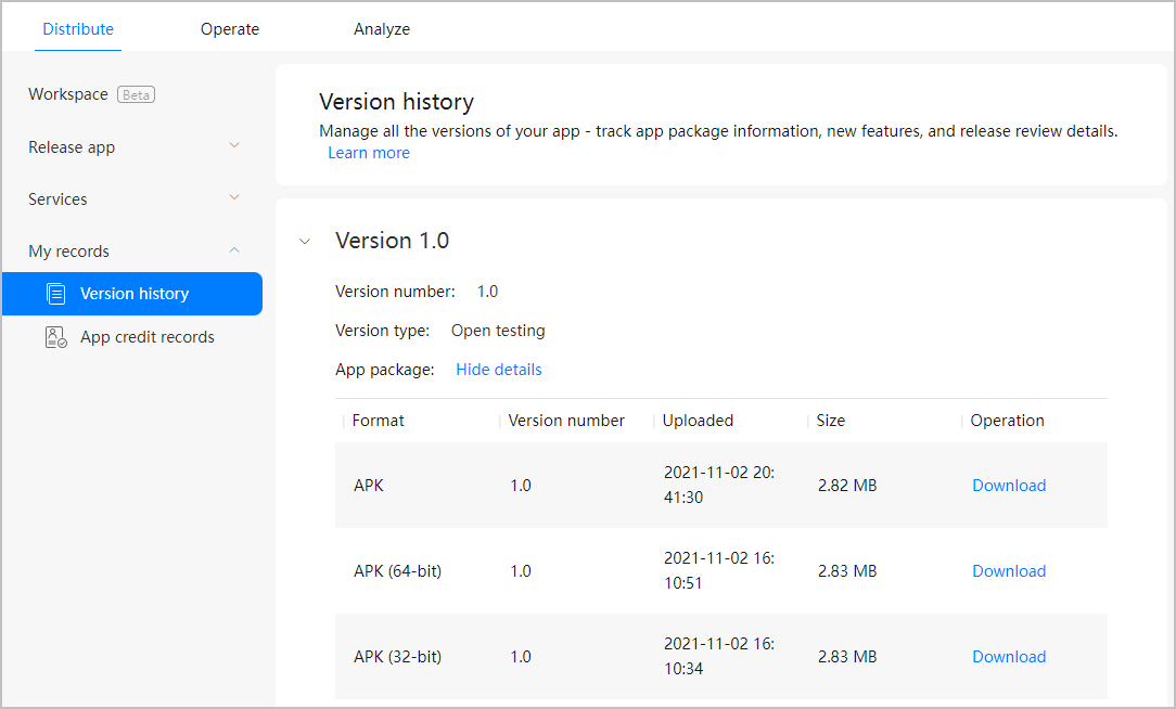 Viewing The Version History Of An App Maintaining An App Appgallery Connect Help Center Viewing The Version History Of An App Maintaining An App Appgallery Connect Help Center
