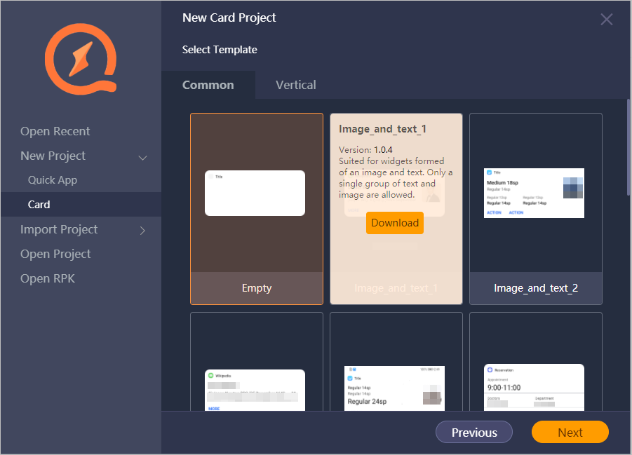 Quick App Ide Creating a Card Project-Project Wizard-HUAWEI Quick App IDE Operation ...