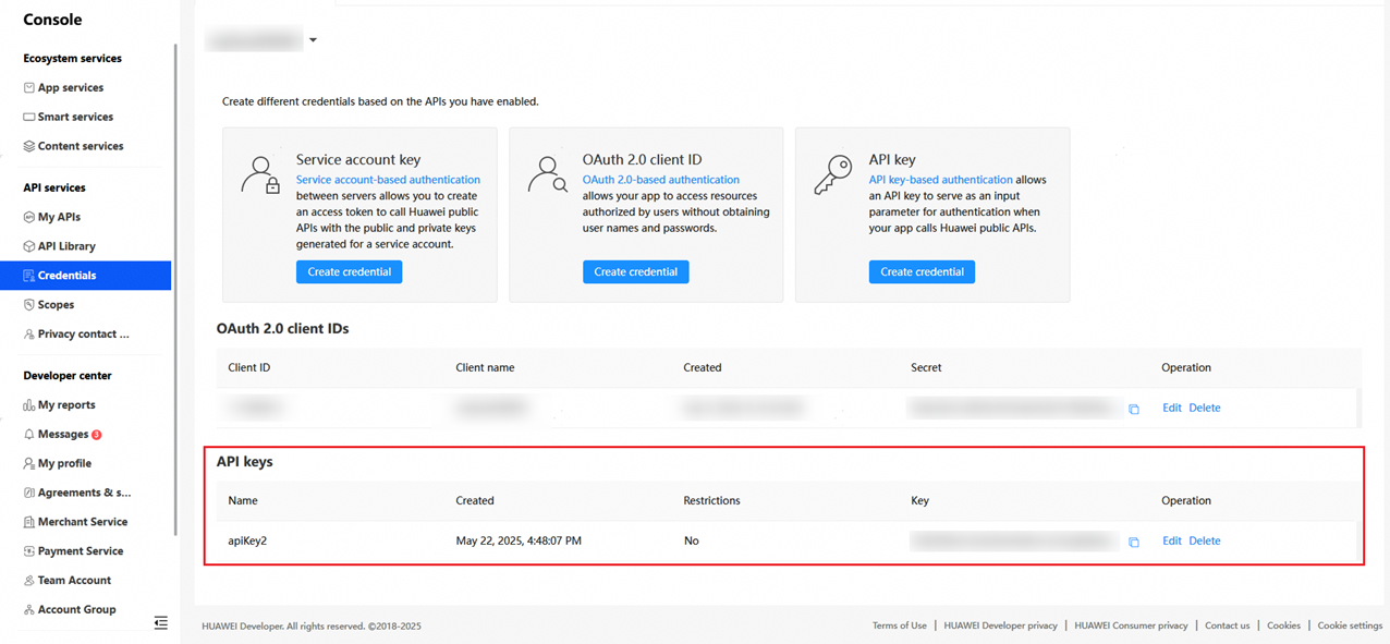 API Console Operation Guide-Console Management - HUAWEI Developers