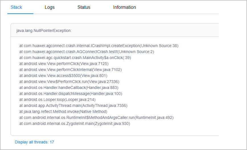 Obtaining a Non-fatal Exception Report-Android-Crash - HUAWEI Developers