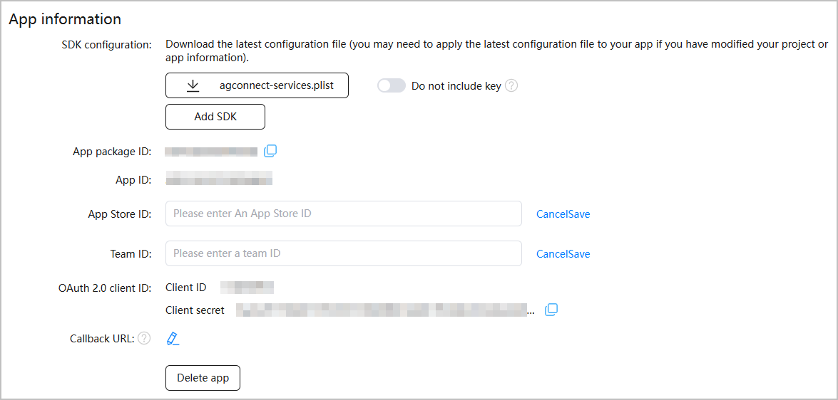 Configuring iOS App Information-Preparations in AppGallery Connect ...