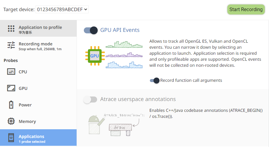 GPU API Events-Applications-Trace Data Sources-Graphics Profiler ...